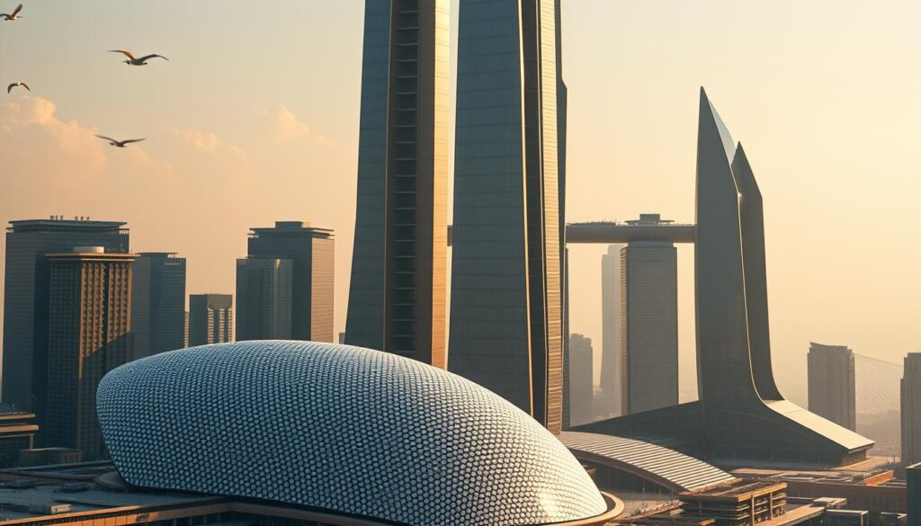 A sprawling architectural landscape, where the contrasting styles of Polkadot and Cosmos intertwine. In the foreground, a magnificent Polkadot-inspired structure, its facade adorned with a mesmerizing polkadot pattern that seems to shimmer and dance. Towering behind it, the sleek and angular Cosmos-inspired towers reach skyward, their geometric shapes casting dramatic shadows across the scene. The lighting is dramatic, with warm hues in the foreground and cooler tones in the background, creating a sense of depth and dynamism. The composition is carefully balanced, inviting the viewer to explore the intricate details and appreciate the unique design philosophies of these two prominent blockchain protocols. A sprawling architectural landscape, where the contrasting styles of Polkadot and Cosmos intertwine. In the foreground, a magnificent Polkadot-inspired structure, its facade adorned with a mesmerizing polkadot pattern that seems to shimmer and dance. Towering behind it, the sleek and angular Cosmos-inspired towers reach skyward, their geometric shapes casting dramatic shadows across the scene. The lighting is dramatic, with warm hues in the foreground and cooler tones in the background, creating a sense of depth and dynamism. The composition is carefully balanced, inviting the viewer to explore the intricate details and appreciate the unique design philosophies of these two prominent blockchain protocols.