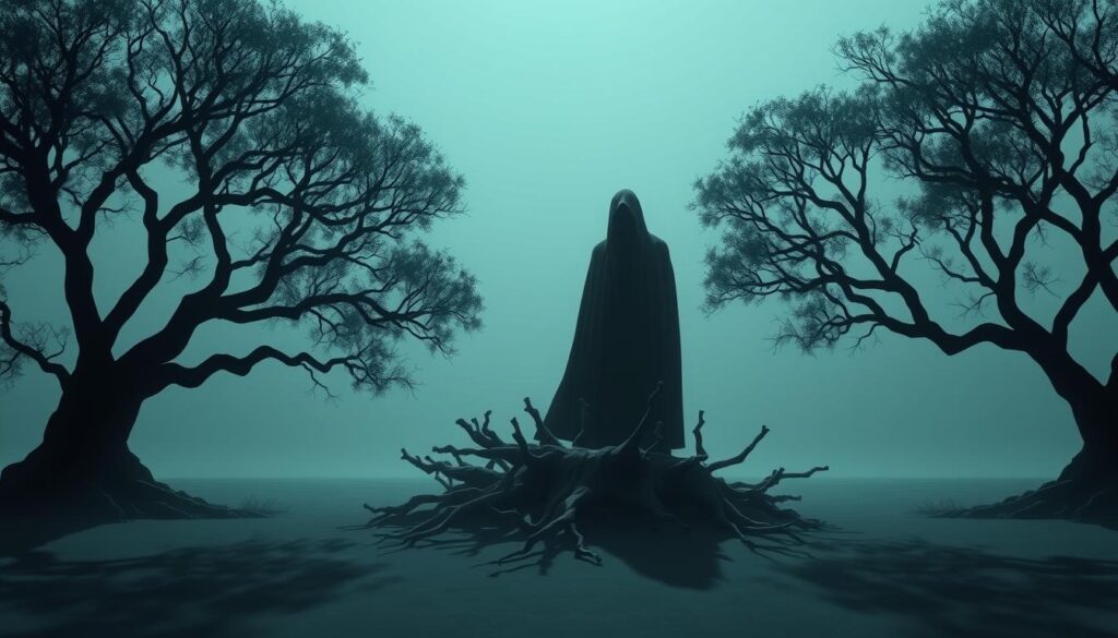 A stark and minimalist landscape, set against a moody, ethereal backdrop. In the foreground, a cluster of blockchain nodes, their angular forms casting long shadows that intertwine with the twisted roots of towering trees. Bathed in a cool, hazy light, these nodes represent the transparent, decentralized nature of the blockchain. In the middle ground, a shadowy figure emerges, cloaked in a veil of privacy, symbolizing the anonymous transaction capabilities of privacy-focused cryptocurrencies. The background is a kaleidoscope of shimmering, translucent polygons, evoking the complex cryptographic protocols that underpin these privacy coins. The overall atmosphere is one of mystery, balance, and the tension between transparency and anonymity in the world of cryptocurrency.