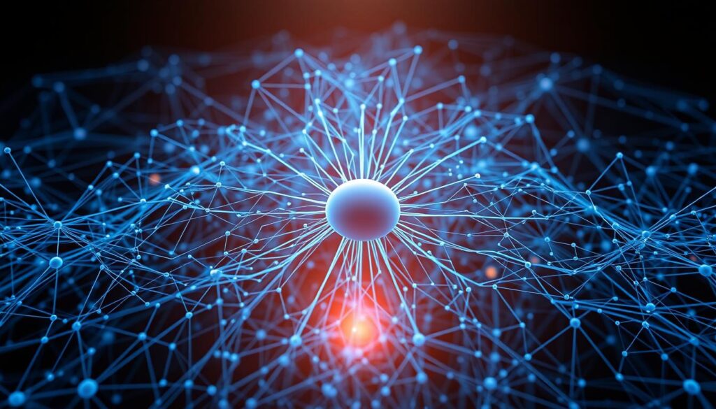 A stunning neural network diagram depicting the fundamental concepts of finance. A central hub of interconnected nodes and pathways, representing the intricate relationships between various financial elements. The scene is illuminated by a soft, warm glow, creating an atmosphere of depth and complexity. The network is rendered in shades of blue, evoking the digital and technological nature of modern finance. Intricate details emerge as the viewer examines the image, showcasing the multilayered structure and the dynamic interactions within the system. The overall composition conveys the power and elegance of neural networks in the realm of financial analysis and decision-making.