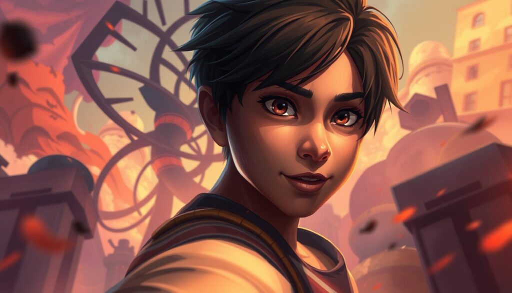 A vibrant digital painting showcasing the power of visual storytelling. In the foreground, a captivating character engages the viewer with a vivid, emotive expression, hinting at a narrative waiting to unfold. The middle ground features a dynamic, abstract composition of interlocking shapes and lines, creating a sense of movement and energy. The background blends a rich, atmospheric color palette, evoking a dreamlike, imaginative setting. Soft, diffused lighting casts a warm, cinematic glow, enhancing the overall sense of depth and drama. The entire scene is rendered with a distinctive, digital art style that seamlessly blends realism and stylization, inviting the viewer to immerse themselves in the captivating visual tale. A vibrant digital painting showcasing the power of visual storytelling. In the foreground, a captivating character engages the viewer with a vivid, emotive expression, hinting at a narrative waiting to unfold. The middle ground features a dynamic, abstract composition of interlocking shapes and lines, creating a sense of movement and energy. The background blends a rich, atmospheric color palette, evoking a dreamlike, imaginative setting. Soft, diffused lighting casts a warm, cinematic glow, enhancing the overall sense of depth and drama. The entire scene is rendered with a distinctive, digital art style that seamlessly blends realism and stylization, inviting the viewer to immerse themselves in the captivating visual tale.