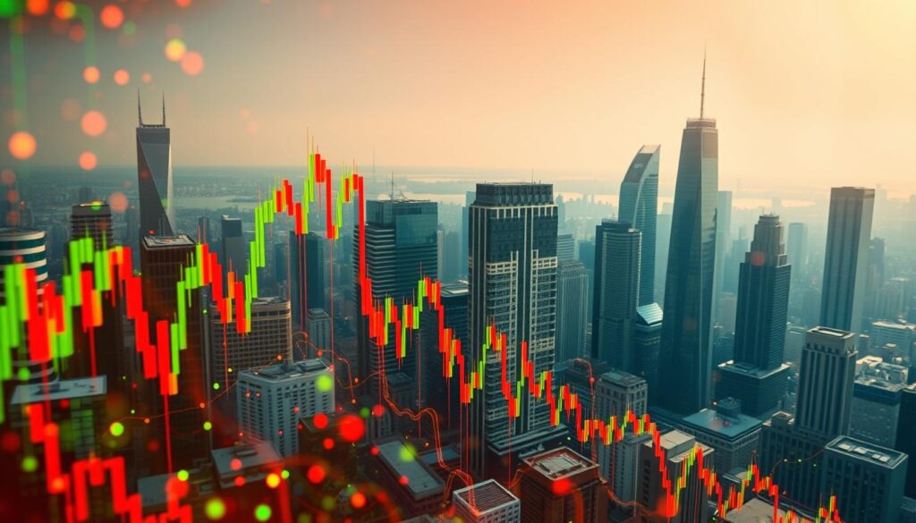 A vibrant, dynamic scene depicting the ebb and flow of crypto inflation and deflation. In the foreground, a spiraling graph chart visualizes the volatile price movements, with cascading lines and bars in shades of red and green. In the middle ground, a network of digital nodes and connections pulsate with energy, symbolizing the underlying blockchain technology. The background features a panoramic cityscape with towering skyscrapers, their glass facades reflecting the shifting market trends. Warm lighting casts a sense of urgency, while a subtle haze suggests the complexity and uncertainty inherent in the crypto landscape. A vibrant, dynamic scene depicting the ebb and flow of crypto inflation and deflation. In the foreground, a spiraling graph chart visualizes the volatile price movements, with cascading lines and bars in shades of red and green. In the middle ground, a network of digital nodes and connections pulsate with energy, symbolizing the underlying blockchain technology. The background features a panoramic cityscape with towering skyscrapers, their glass facades reflecting the shifting market trends. Warm lighting casts a sense of urgency, while a subtle haze suggests the complexity and uncertainty inherent in the crypto landscape.