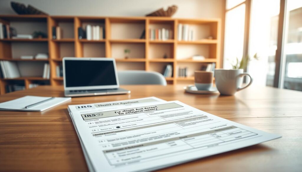 A well-lit office scene, crisp and clean, with a wooden desk in the foreground. Atop the desk, neatly arranged IRS forms for digital asset reporting, their edges crisply defined. In the middle ground, a laptop and a cup of coffee, conveying a sense of focus and professionalism. The background features a wall of bookshelves, casting warm, indirect lighting across the scene. The overall atmosphere is one of order, attention to detail, and careful compliance with tax regulations governing digital assets. A well-lit office scene, crisp and clean, with a wooden desk in the foreground. Atop the desk, neatly arranged IRS forms for digital asset reporting, their edges crisply defined. In the middle ground, a laptop and a cup of coffee, conveying a sense of focus and professionalism. The background features a wall of bookshelves, casting warm, indirect lighting across the scene. The overall atmosphere is one of order, attention to detail, and careful compliance with tax regulations governing digital assets.