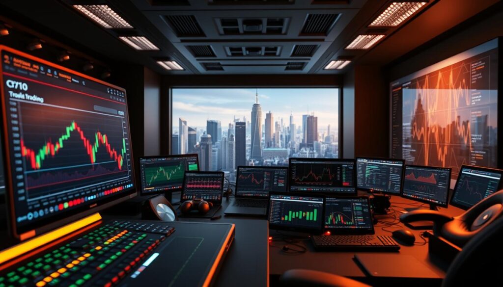 An expansive visualization of crypto trading tools, captured through a wide-angle lens with a shallow depth of field. In the foreground, a sleek dashboard displays real-time market data, candlestick charts, and trading indicators. The middle ground features an array of devices, each showcasing specialized crypto analysis software, from portfolio trackers to algorithmic trading bots. In the background, a futuristic cityscape emerges, reflecting the dynamic and ever-evolving nature of the crypto landscape. Warm, directional lighting casts a contemplative ambiance, highlighting the complexity and depth of the tools required to navigate the crypto markets effectively. An expansive visualization of crypto trading tools, captured through a wide-angle lens with a shallow depth of field. In the foreground, a sleek dashboard displays real-time market data, candlestick charts, and trading indicators. The middle ground features an array of devices, each showcasing specialized crypto analysis software, from portfolio trackers to algorithmic trading bots. In the background, a futuristic cityscape emerges, reflecting the dynamic and ever-evolving nature of the crypto landscape. Warm, directional lighting casts a contemplative ambiance, highlighting the complexity and depth of the tools required to navigate the crypto markets effectively.