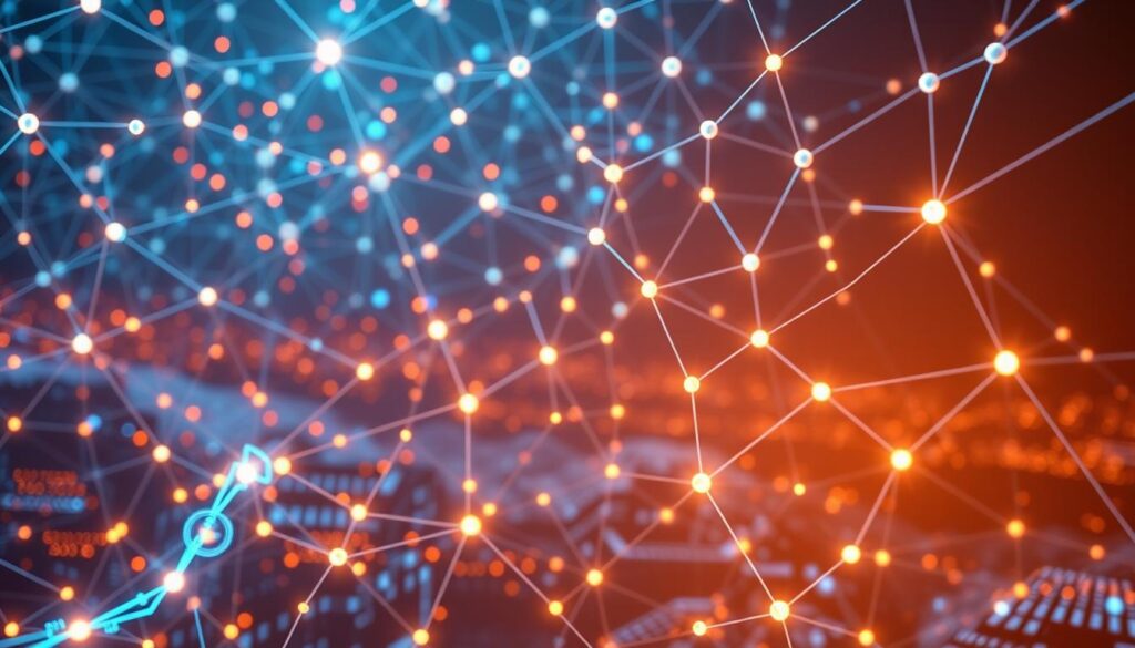 An imposing blockchain network, its nodes interlocked in a complex matrix, glowing with digital energy. In the foreground, case studies unfold like vivid holograms, showcasing successful blockchain projects - smart contracts, decentralized applications, and innovative business solutions. The background subtly fades into an ethereal, data-rich landscape, hinting at the vast potential of this transformative technology. Lit by a warm, techno-futuristic glow, the scene evokes a sense of progress, collaboration, and the triumph of human ingenuity in the digital realm. An imposing blockchain network, its nodes interlocked in a complex matrix, glowing with digital energy. In the foreground, case studies unfold like vivid holograms, showcasing successful blockchain projects - smart contracts, decentralized applications, and innovative business solutions. The background subtly fades into an ethereal, data-rich landscape, hinting at the vast potential of this transformative technology. Lit by a warm, techno-futuristic glow, the scene evokes a sense of progress, collaboration, and the triumph of human ingenuity in the digital realm.