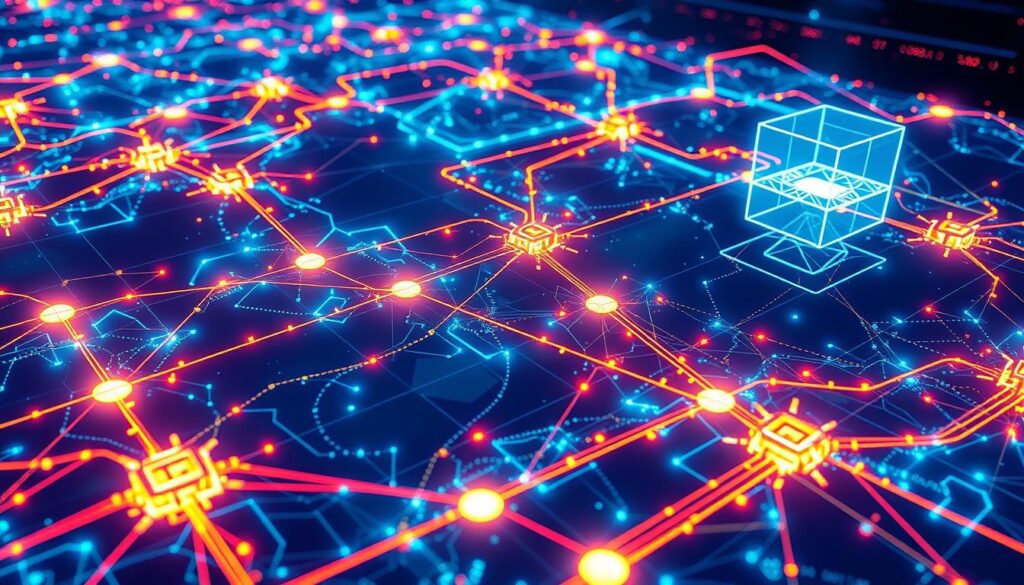 An intricate visualization of cross-chain tracing, showcasing a seamless flow of cryptocurrency transactions across multiple blockchain networks. A vibrant, data-driven landscape unfolds, with interconnected nodes and pathways pulsing with live transaction data. Glowing lines trace the movement of funds, highlighting multi-hop journeys and complex flow patterns. The scene is illuminated by a cool, neon-tinted lighting, casting an air of technological sophistication. Sleek, three-dimensional wireframe models and holographic overlays provide depth and context, allowing the viewer to navigate the interconnected blockchain ecosystem. The overall atmosphere conveys a sense of precision, transparency, and the power of blockchain forensics. An intricate visualization of cross-chain tracing, showcasing a seamless flow of cryptocurrency transactions across multiple blockchain networks. A vibrant, data-driven landscape unfolds, with interconnected nodes and pathways pulsing with live transaction data. Glowing lines trace the movement of funds, highlighting multi-hop journeys and complex flow patterns. The scene is illuminated by a cool, neon-tinted lighting, casting an air of technological sophistication. Sleek, three-dimensional wireframe models and holographic overlays provide depth and context, allowing the viewer to navigate the interconnected blockchain ecosystem. The overall atmosphere conveys a sense of precision, transparency, and the power of blockchain forensics.