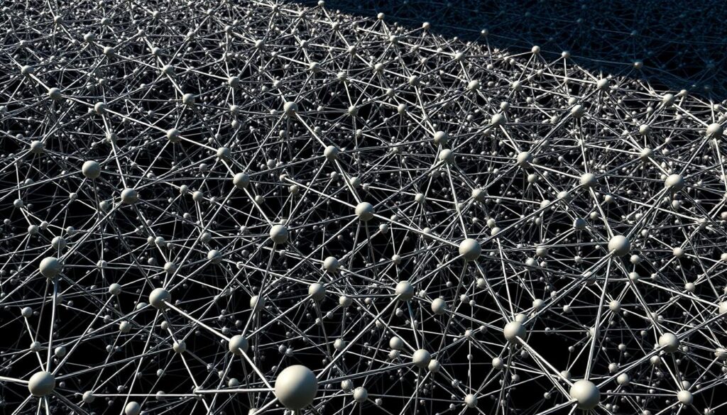 Detailed blockchain network with complex interconnected nodes, highlighting scalability challenges. Nodes in the foreground are strained and congested, with data traffic overloading the system. In the middle ground, nodes struggle to keep up, causing delays and bottlenecks. The background depicts a sprawling, intricate blockchain infrastructure, overwhelmed by the sheer volume of transactions. Lighting is harsh, creating stark shadows that emphasize the strain on the network. Camera angle is slightly elevated, providing an overview of the blockchain's scalability struggles. Detailed blockchain network with complex interconnected nodes, highlighting scalability challenges. Nodes in the foreground are strained and congested, with data traffic overloading the system. In the middle ground, nodes struggle to keep up, causing delays and bottlenecks. The background depicts a sprawling, intricate blockchain infrastructure, overwhelmed by the sheer volume of transactions. Lighting is harsh, creating stark shadows that emphasize the strain on the network. Camera angle is slightly elevated, providing an overview of the blockchain's scalability struggles.