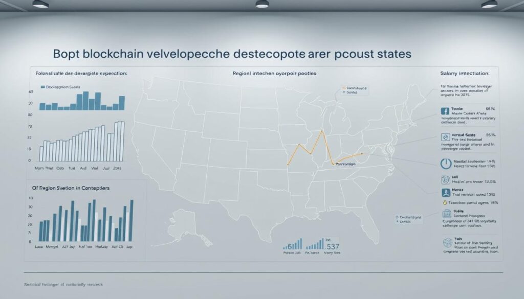 Detailed data visualization depicting regional blockchain developer salary expectations across the United States. Sleek, minimalist infographic with clean lines and muted color palette. Highlighting key regional variances through a series of animated charts, graphs, and data visualizations. Soft, indirect lighting from an overhead source casts subtle shadows, creating depth and dimensionality. Camera positioned at a slight angle to provide an engaging, dynamic perspective. The overall mood is professional, informative, and data-driven, perfectly suited to illustrate the subject matter. Detailed data visualization depicting regional blockchain developer salary expectations across the United States. Sleek, minimalist infographic with clean lines and muted color palette. Highlighting key regional variances through a series of animated charts, graphs, and data visualizations. Soft, indirect lighting from an overhead source casts subtle shadows, creating depth and dimensionality. Camera positioned at a slight angle to provide an engaging, dynamic perspective. The overall mood is professional, informative, and data-driven, perfectly suited to illustrate the subject matter.