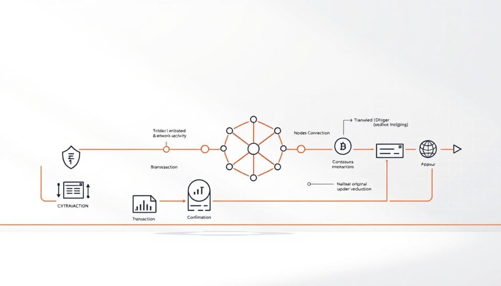 Detailed on-chain transaction flow, showcasing the core elements of blockchain network activity. A crisp, clean illustration with a technical yet approachable aesthetic. In the foreground, a series of stylized cryptocurrency transaction icons and data visualizations, illustrating the lifecycle of a transaction from initiation to confirmation. The middle ground features a minimalist blockchain network diagram, with nodes, consensus mechanisms, and transaction validation processes. In the background, a muted grid pattern suggesting the underlying distributed ledger technology. Subtle lighting from the side casts dimensional shadows, emphasizing the depth and complexity of the on-chain process. An overall sense of digital sophistication and clarity, reflecting the insightful exploration of on-chain data.