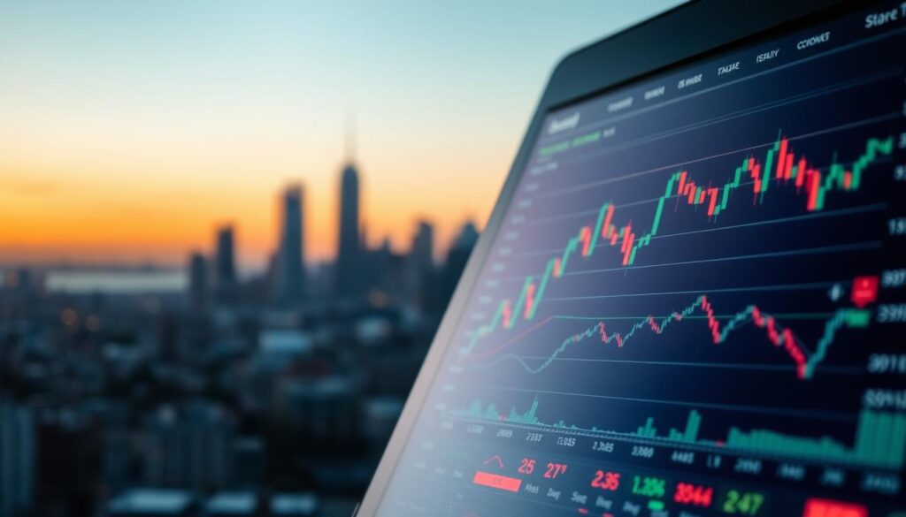 Detailed technical analysis indicators displayed on a digital trading platform. Sleek and modern user interface with line graphs, candlestick charts, and oscillators in the foreground. Subtle city skyline in the background, illuminated by a warm sunset glow. Carefully positioned widgets and icons convey market data and insights. Sophisticated color palette of blues, greens, and oranges. Soft depth of field and cinematic lighting create a sense of depth and professionalism. The scene exudes an atmosphere of data-driven decision making and financial expertise. Detailed technical analysis indicators displayed on a digital trading platform. Sleek and modern user interface with line graphs, candlestick charts, and oscillators in the foreground. Subtle city skyline in the background, illuminated by a warm sunset glow. Carefully positioned widgets and icons convey market data and insights. Sophisticated color palette of blues, greens, and oranges. Soft depth of field and cinematic lighting create a sense of depth and professionalism. The scene exudes an atmosphere of data-driven decision making and financial expertise.