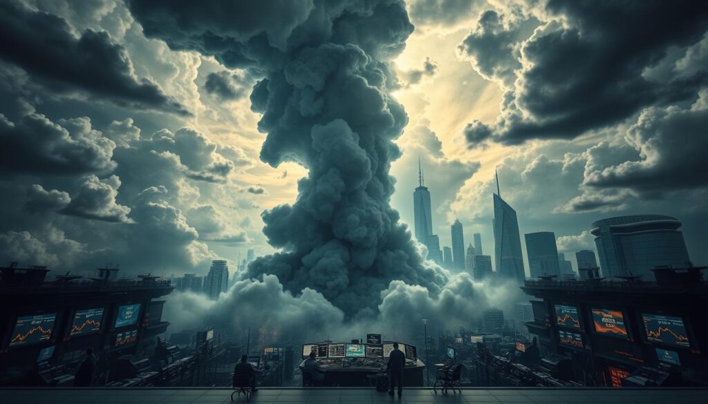 Prompt A dynamic and complex financial landscape, with swirling clouds of economic factors and market forces. In the foreground, a towering pillar of rising costs, inflation, looming large. Surrounding it, a kaleidoscope of interconnected drivers - surging commodity prices, supply chain disruptions, and monetary policy shifts. The middle ground is a bustling trading floor, traders navigating the chaos, charts and data screens flickering with urgent insights. In the background, a panoramic view of global financial hubs, skyscrapers and stock exchanges, all reflecting the profound impact of inflationary pressures. Dramatic lighting casts deep shadows, creating a sense of urgency and uncertainty. The overall atmosphere is one of turbulence and transformation, as the financial world grapples with the challenges of rising inflation. Prompt A dynamic and complex financial landscape, with swirling clouds of economic factors and market forces. In the foreground, a towering pillar of rising costs, inflation, looming large. Surrounding it, a kaleidoscope of interconnected drivers - surging commodity prices, supply chain disruptions, and monetary policy shifts. The middle ground is a bustling trading floor, traders navigating the chaos, charts and data screens flickering with urgent insights. In the background, a panoramic view of global financial hubs, skyscrapers and stock exchanges, all reflecting the profound impact of inflationary pressures. Dramatic lighting casts deep shadows, creating a sense of urgency and uncertainty. The overall atmosphere is one of turbulence and transformation, as the financial world grapples with the challenges of rising inflation.