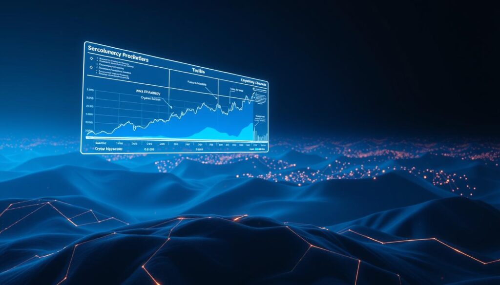 Prompt A futuristic digital landscape, illuminated by the pulsing glow of cryptocurrency charts and analytics dashboards. In the foreground, a sleek, minimalist interface displays real-time market data, sentiment analysis, and natural language processing insights. Floating above this, a holographic representation of the evolutionary journey of cryptocurrency, with milestones and key developments marked along a glowing timeline. In the background, a vast network of interconnected nodes and data streams, representing the ever-expanding reach of crypto analytics and NLP. The scene is bathed in a cool, ethereal light, conveying a sense of innovation, progress, and the limitless potential of this rapidly evolving field. Prompt A futuristic digital landscape, illuminated by the pulsing glow of cryptocurrency charts and analytics dashboards. In the foreground, a sleek, minimalist interface displays real-time market data, sentiment analysis, and natural language processing insights. Floating above this, a holographic representation of the evolutionary journey of cryptocurrency, with milestones and key developments marked along a glowing timeline. In the background, a vast network of interconnected nodes and data streams, representing the ever-expanding reach of crypto analytics and NLP. The scene is bathed in a cool, ethereal light, conveying a sense of innovation, progress, and the limitless potential of this rapidly evolving field.