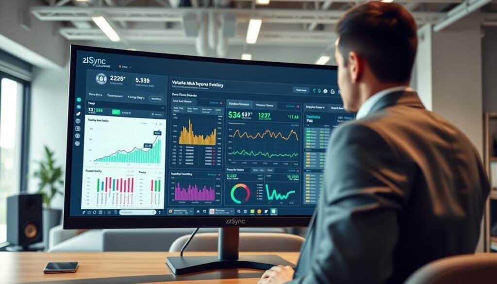 A detailed and modern zkSync block explorer interface displayed on a sleek computer screen in an office environment. The foreground features a professional individual in business attire, focused on navigating the block explorer, showcasing real-time transaction data. In the middle, the screen is filled with vibrant graphs, data tables, and blockchain metrics, all visually emphasizing zkSync's efficiency and scalability. The background shows a contemporary office with soft lighting, minimalistic decor, and subtle tech gadgets that reflect innovation. The atmosphere is one of professionalism and advanced technology, inviting the viewer to understand the intricacies of zkSync’s Mainnet and its functionalities. Soft focus on the background enhances the emphasis on the block explorer's interface. A detailed and modern zkSync block explorer interface displayed on a sleek computer screen in an office environment. The foreground features a professional individual in business attire, focused on navigating the block explorer, showcasing real-time transaction data. In the middle, the screen is filled with vibrant graphs, data tables, and blockchain metrics, all visually emphasizing zkSync's efficiency and scalability. The background shows a contemporary office with soft lighting, minimalistic decor, and subtle tech gadgets that reflect innovation. The atmosphere is one of professionalism and advanced technology, inviting the viewer to understand the intricacies of zkSync’s Mainnet and its functionalities. Soft focus on the background enhances the emphasis on the block explorer's interface.