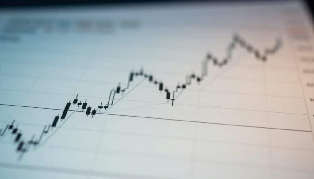 A detailed financial chart displaying support and resistance levels prominently, illustrating the "head and shoulders" pattern. In the foreground, highlight distinct horizontal lines marking the support level, with subtle annotations, indicating price ranges. In the middle ground, feature well-defined candlestick patterns that depict bullish and bearish trends, emphasizing the formation of the head and shoulders pattern. The background should transition into a blurred grid-like design representing the financial market, with soft gradient colors creating a professional atmosphere. Use soft, diffused lighting to add depth and focus on the chart, captured from a slightly elevated angle to give a comprehensive view. The overall mood should evoke clarity and precision, suitable for financial analysis and trends. A detailed financial chart displaying support and resistance levels prominently, illustrating the "head and shoulders" pattern. In the foreground, highlight distinct horizontal lines marking the support level, with subtle annotations, indicating price ranges. In the middle ground, feature well-defined candlestick patterns that depict bullish and bearish trends, emphasizing the formation of the head and shoulders pattern. The background should transition into a blurred grid-like design representing the financial market, with soft gradient colors creating a professional atmosphere. Use soft, diffused lighting to add depth and focus on the chart, captured from a slightly elevated angle to give a comprehensive view. The overall mood should evoke clarity and precision, suitable for financial analysis and trends.