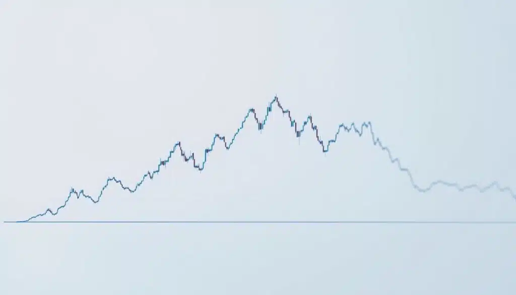A professional, detailed neckline chart illustrating the head and shoulders pattern in technical analysis. The foreground features a sharp, clear chart with distinct peaks and troughs representing the head and shoulders formations. In the middle ground, subtle gridlines and axis labels highlight price movement, creating a structured look. The background is a soft gradient, suggesting a calm financial environment, with cool tones that convey professionalism. The lighting is soft and even, avoiding harsh shadows to ensure clarity. The perspective is slightly angled to provide depth, emphasizing the pattern's importance. The overall mood is analytical and focused, reflecting the critical nature of investment strategies without any distracting elements.
