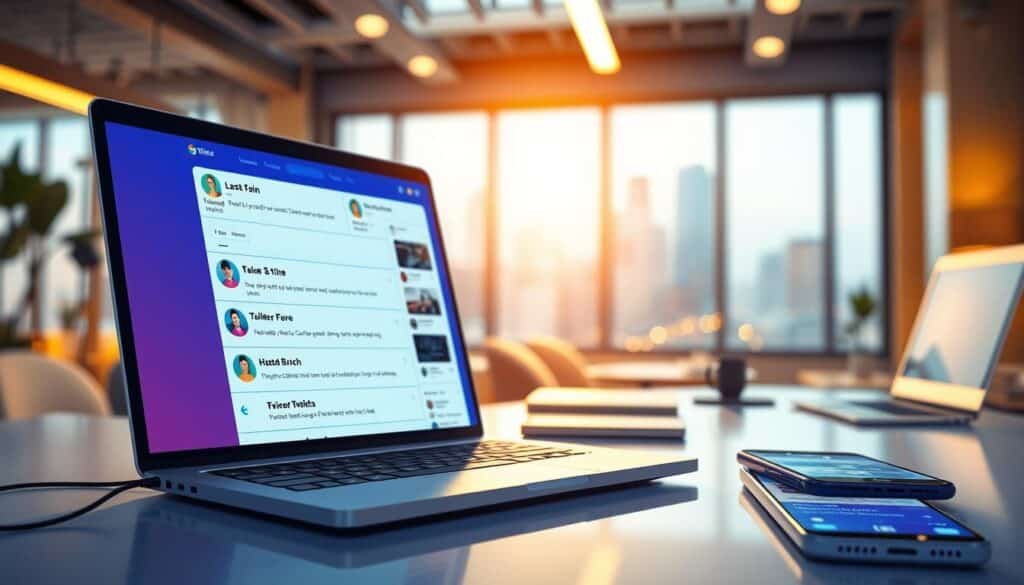 A vibrant digital illustration capturing various Twitter usernames displayed prominently on stylized social media feeds. In the foreground, a sleek laptop design reveals a series of usernames, with unique and colorful avatars, projected onto the screen. The middle ground features soft-focus details of a modern workspace, including a stylish desk and a smartphone displaying notifications, hinting at interaction with crypto-related content. In the background, a blurred cityscape suggests a fast-paced digital landscape. The lighting is bright and inviting, casting a warm glow over the scene, reminiscent of a busy online environment. The overall mood is modern and tech-savvy, reflecting both engagement with social media and the dynamic nature of cryptocurrency discussions. No text, logos, or additional elements are present. A vibrant digital illustration capturing various Twitter usernames displayed prominently on stylized social media feeds. In the foreground, a sleek laptop design reveals a series of usernames, with unique and colorful avatars, projected onto the screen. The middle ground features soft-focus details of a modern workspace, including a stylish desk and a smartphone displaying notifications, hinting at interaction with crypto-related content. In the background, a blurred cityscape suggests a fast-paced digital landscape. The lighting is bright and inviting, casting a warm glow over the scene, reminiscent of a busy online environment. The overall mood is modern and tech-savvy, reflecting both engagement with social media and the dynamic nature of cryptocurrency discussions. No text, logos, or additional elements are present.