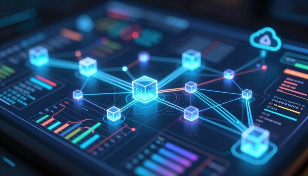 A visually striking representation of on-chain data, showcasing a vibrant blockchain network with interconnected nodes and glowing data streams. In the foreground, a close-up of a digital ledger displaying charts and graphs illustrating on-chain activity, with data blocks resembling luminous cubes. The middle ground features a dynamic flow of transaction lines connecting various nodes, highlighting the contrast between on-chain and off-chain activities, symbolizing their relationship. The background consists of a darkened space filled with abstract elements representing off-chain data, such as cloud storage symbols and traditional databases, slightly blurred to emphasize depth. Soft, neon lighting creates an ethereal atmosphere, while a high-angle perspective captures the intricate details of the blockchain ecosystem, invoking a sense of innovation and analysis in the realm of cryptocurrency. A visually striking representation of on-chain data, showcasing a vibrant blockchain network with interconnected nodes and glowing data streams. In the foreground, a close-up of a digital ledger displaying charts and graphs illustrating on-chain activity, with data blocks resembling luminous cubes. The middle ground features a dynamic flow of transaction lines connecting various nodes, highlighting the contrast between on-chain and off-chain activities, symbolizing their relationship. The background consists of a darkened space filled with abstract elements representing off-chain data, such as cloud storage symbols and traditional databases, slightly blurred to emphasize depth. Soft, neon lighting creates an ethereal atmosphere, while a high-angle perspective captures the intricate details of the blockchain ecosystem, invoking a sense of innovation and analysis in the realm of cryptocurrency.