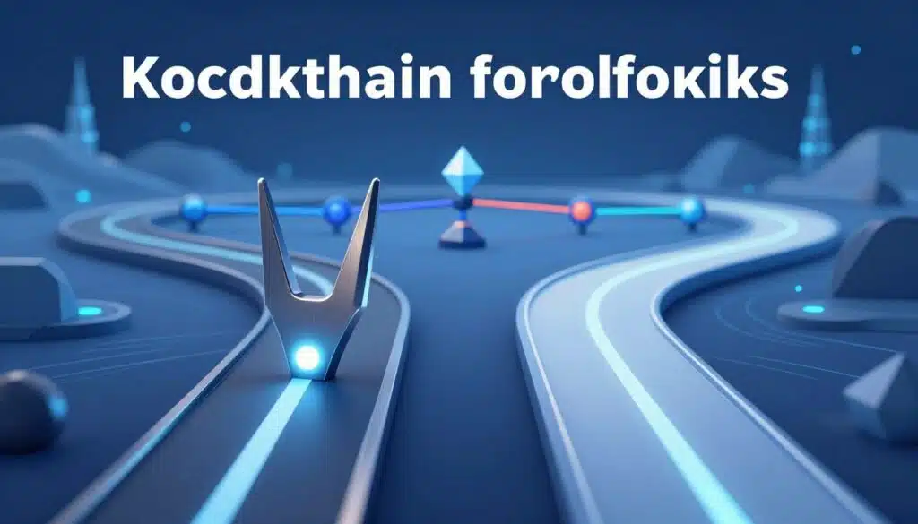 A clear and informative illustration depicting the differences between hard forks and soft forks in blockchain technology. In the foreground, design two distinct pathways: one showcasing a solid, robust fork representing a hard fork, characterized by bold, metallic textures and bright LED indicators signaling a definitive break. The other pathway depicts a smoother, flowing transition for the soft fork, with light, ethereal lines and softer colors, symbolizing gradual change. In the middle ground, integrate visual elements like blockchain nodes and interconnected chains, with contrasting color palettes to highlight the differences. The background should feature abstract representations of digital landscapes, illuminated with a cool blue hue, enhancing a professional atmosphere. Use a clean, focus-enhancing lens effect to create depth, ensuring the overall mood conveys clarity and sophistication in understanding blockchain forking.