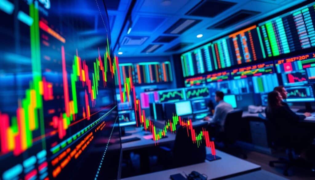 A dynamic visualization of a crypto trading order book, showcasing vibrant candlestick charts and live market data in vivid colors, prominently displayed in the foreground. In the middle ground, visualize a bustling digital trading environment with professional traders in business attire analyzing data on multiple screens, featuring charts and graphs that highlight buy and sell orders. The background depicts a high-tech trading room ambiance, with soft blue and green lighting creating a futuristic atmosphere. Use a wide-angle lens perspective to capture the entirety of the scene, emphasizing the intensity and excitement of crypto trading dynamics. The overall mood conveys focus and energy, inviting viewers to engage with the complexities of the cryptocurrency market. A dynamic visualization of a crypto trading order book, showcasing vibrant candlestick charts and live market data in vivid colors, prominently displayed in the foreground. In the middle ground, visualize a bustling digital trading environment with professional traders in business attire analyzing data on multiple screens, featuring charts and graphs that highlight buy and sell orders. The background depicts a high-tech trading room ambiance, with soft blue and green lighting creating a futuristic atmosphere. Use a wide-angle lens perspective to capture the entirety of the scene, emphasizing the intensity and excitement of crypto trading dynamics. The overall mood conveys focus and energy, inviting viewers to engage with the complexities of the cryptocurrency market.