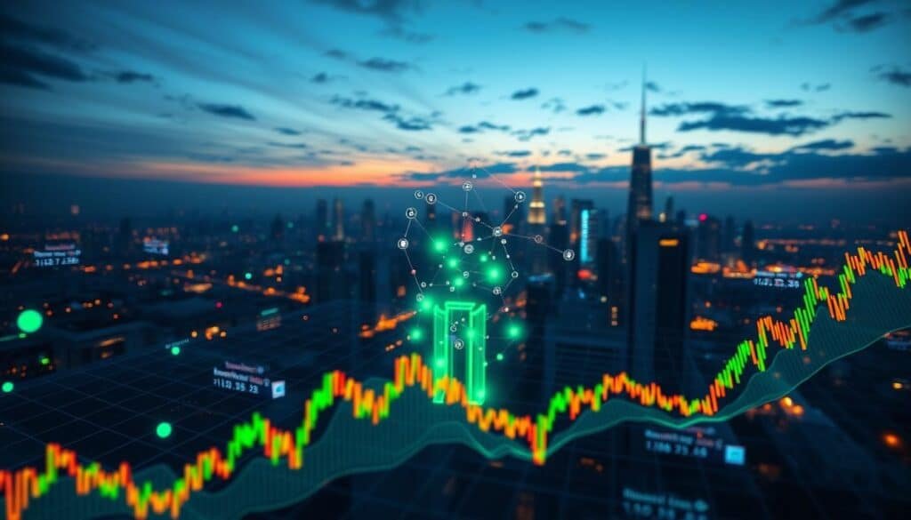 A futuristic and dynamic visualization of crypto market liquidity patterns for 2026. In the foreground, intricate graphs and charts display fluctuating liquidity levels with vibrant colors like deep blue, green, and orange to signify activity. The middle layer features a digital trading interface with floating numerical data and ethereal lines connecting various cryptocurrency nodes, highlighting market interactions. In the background, a city skyline under a twilight sky symbolizes technological advancement, with soft lighting emanating from the buildings. The atmosphere is energetic yet professional, evoking the excitement of trading activities. The angle is slightly elevated, providing a comprehensive view of the market landscape. A futuristic and dynamic visualization of crypto market liquidity patterns for 2026. In the foreground, intricate graphs and charts display fluctuating liquidity levels with vibrant colors like deep blue, green, and orange to signify activity. The middle layer features a digital trading interface with floating numerical data and ethereal lines connecting various cryptocurrency nodes, highlighting market interactions. In the background, a city skyline under a twilight sky symbolizes technological advancement, with soft lighting emanating from the buildings. The atmosphere is energetic yet professional, evoking the excitement of trading activities. The angle is slightly elevated, providing a comprehensive view of the market landscape.